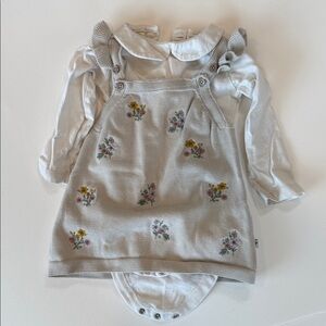 Floral Embroidered Baby Dress with White Shirt